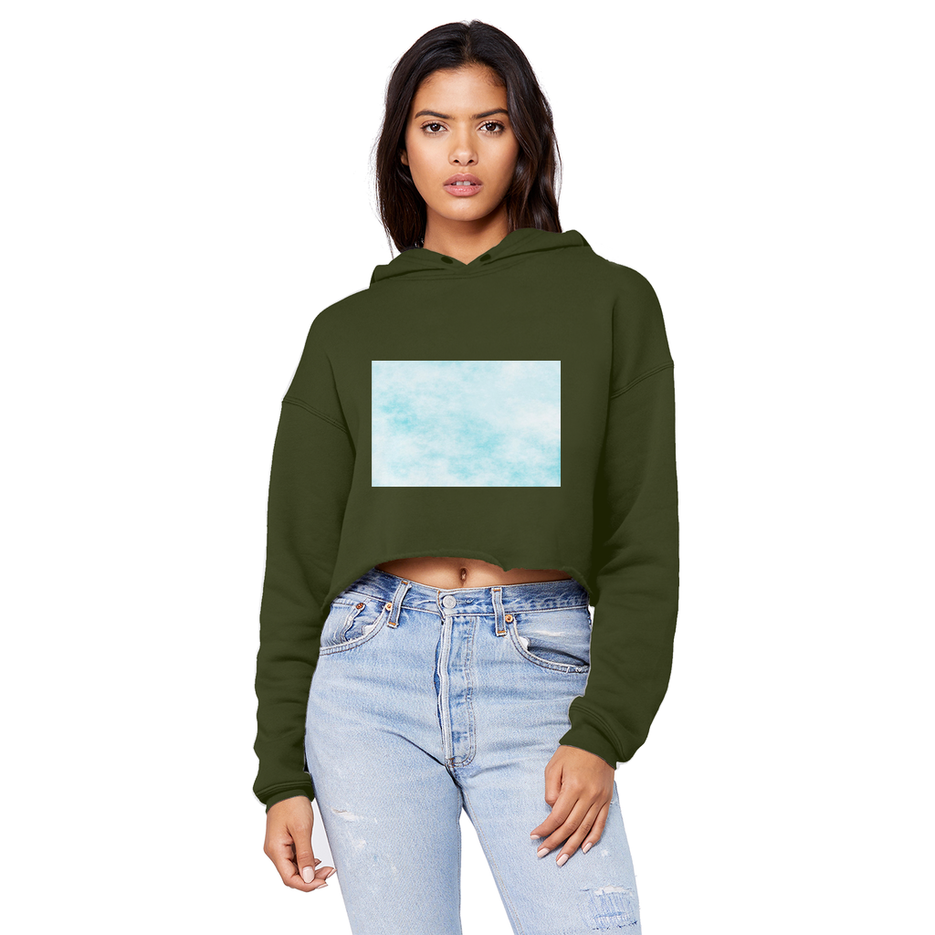 Blue Clouds Unisex Cropped Raw Edge Boyfriend Hoodie featuring a trendy cropped design and soft fabric, perfect for casual wear.