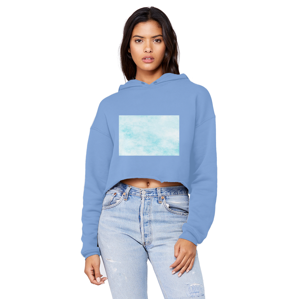 Blue Clouds Unisex Cropped Raw Edge Boyfriend Hoodie featuring a trendy cropped design and soft fabric, perfect for casual wear.