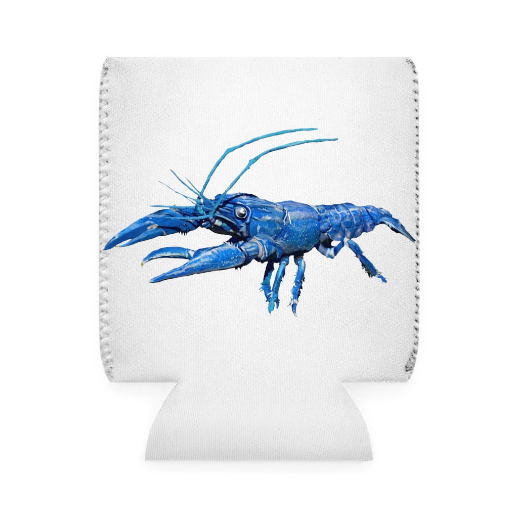 Blue Crawfish Can Cooler Sleeve made of durable neoprene, featuring a vibrant crawfish design, perfect for standard 12 oz cans.