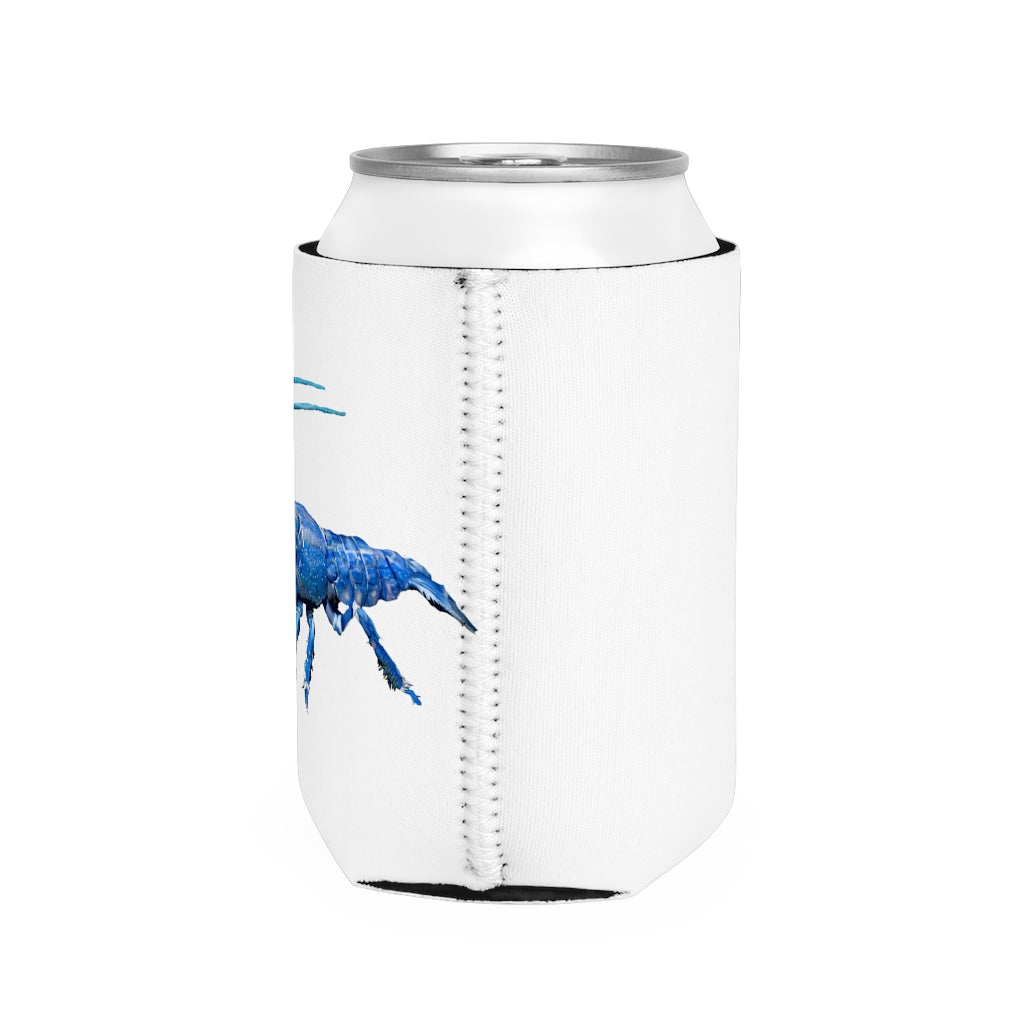 Blue Crawfish Can Cooler Sleeve made of durable neoprene, featuring a vibrant crawfish design, perfect for standard 12 oz cans.