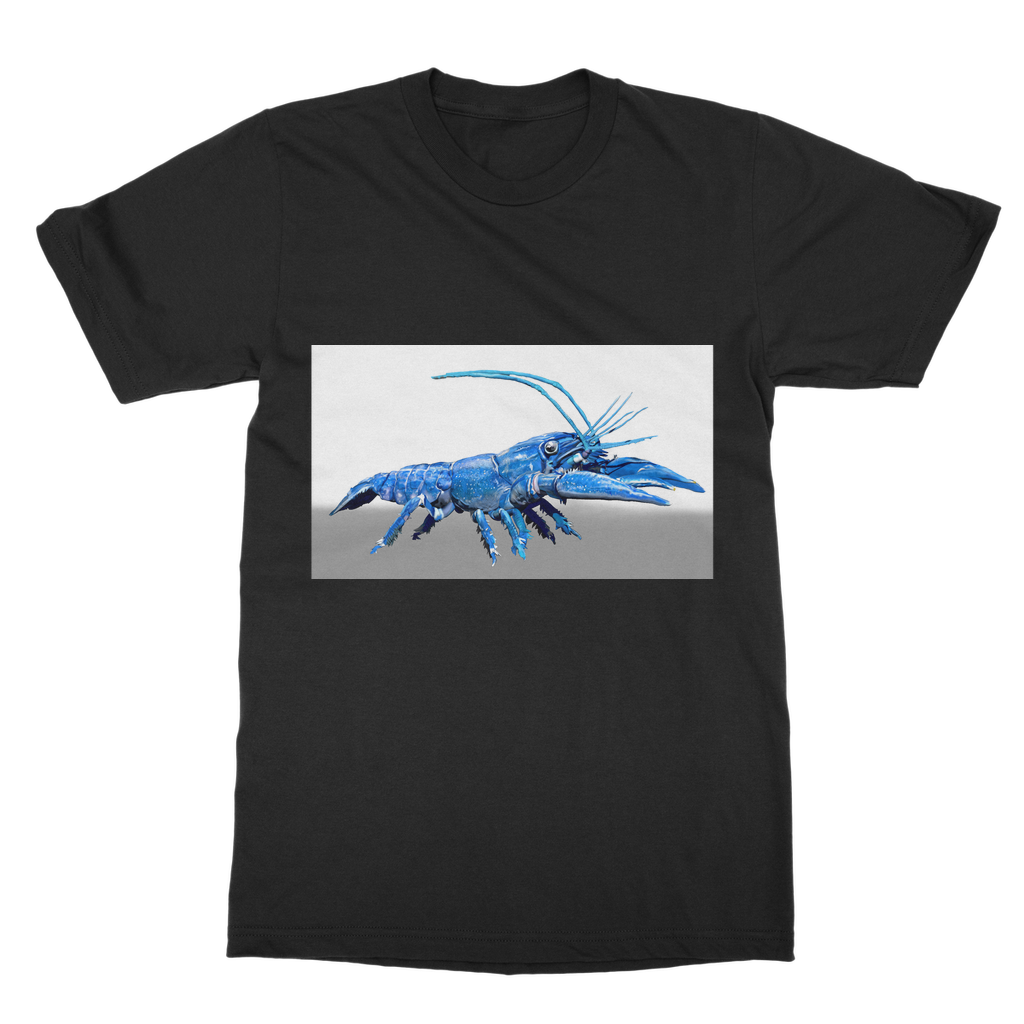 Blue Crawfish Classic Adult T-Shirt featuring a soft-style round neck and short sleeves, made from 100% cotton.