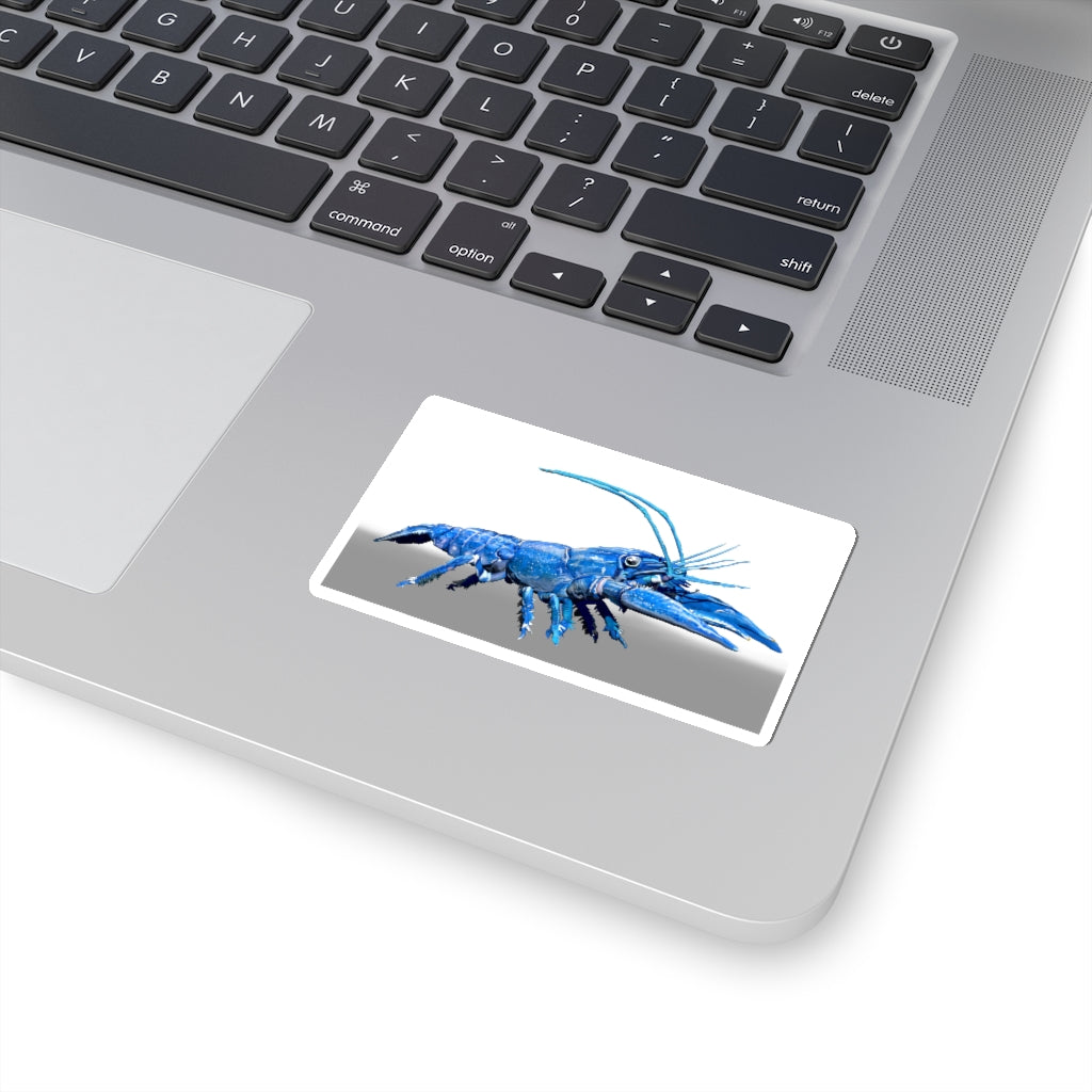 Blue Crawfish Kiss-Cut Stickers showcasing intricate designs and vibrant colors, ideal for indoor decoration.