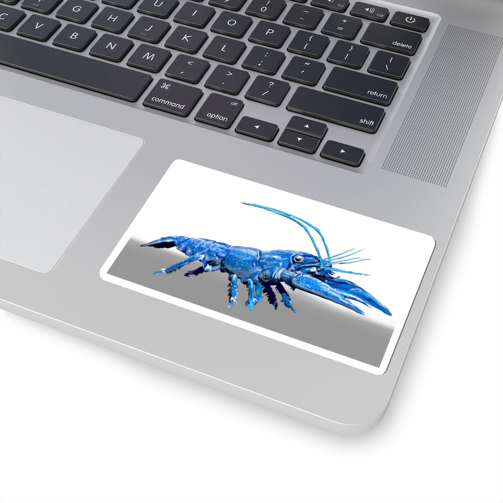 Blue Crawfish Kiss-Cut Stickers showcasing intricate designs and vibrant colors, ideal for indoor decoration.