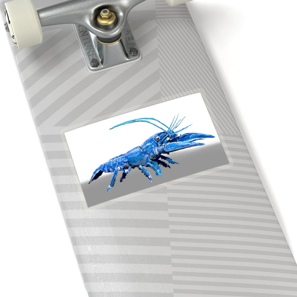 Blue Crawfish Kiss-Cut Stickers showcasing intricate designs and vibrant colors, ideal for indoor decoration.