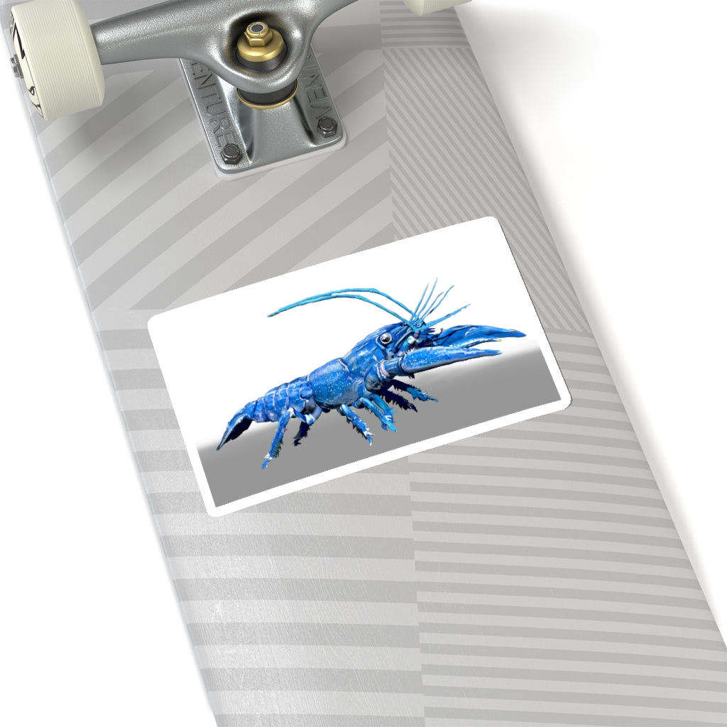 Blue Crawfish Kiss-Cut Stickers showcasing intricate designs and vibrant colors, ideal for indoor decoration.
