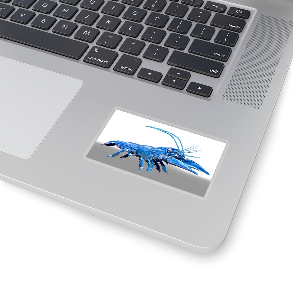 Blue Crawfish Kiss-Cut Stickers showcasing intricate designs and vibrant colors, ideal for indoor decoration.