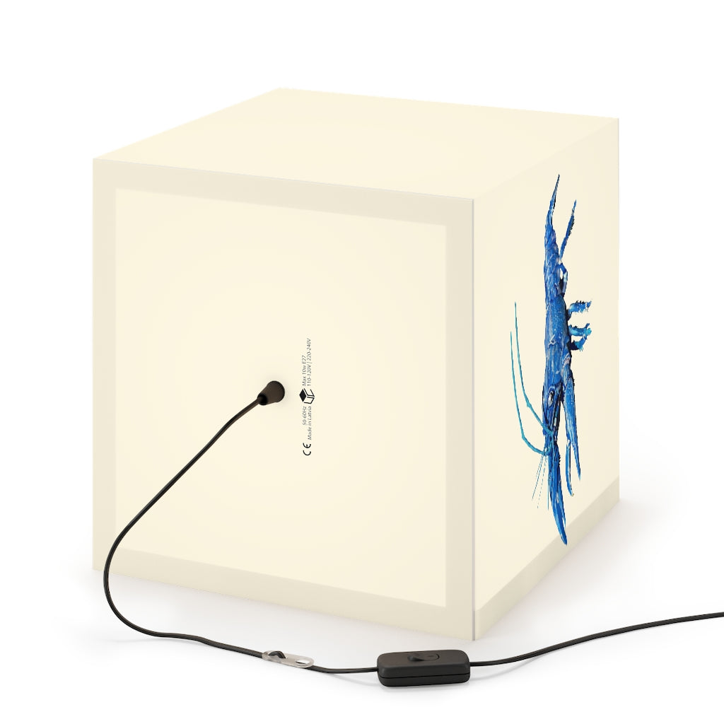 Blue Crawfish Personalized Lamp showcasing a unique cube design, perfect for indoor lighting and decor.