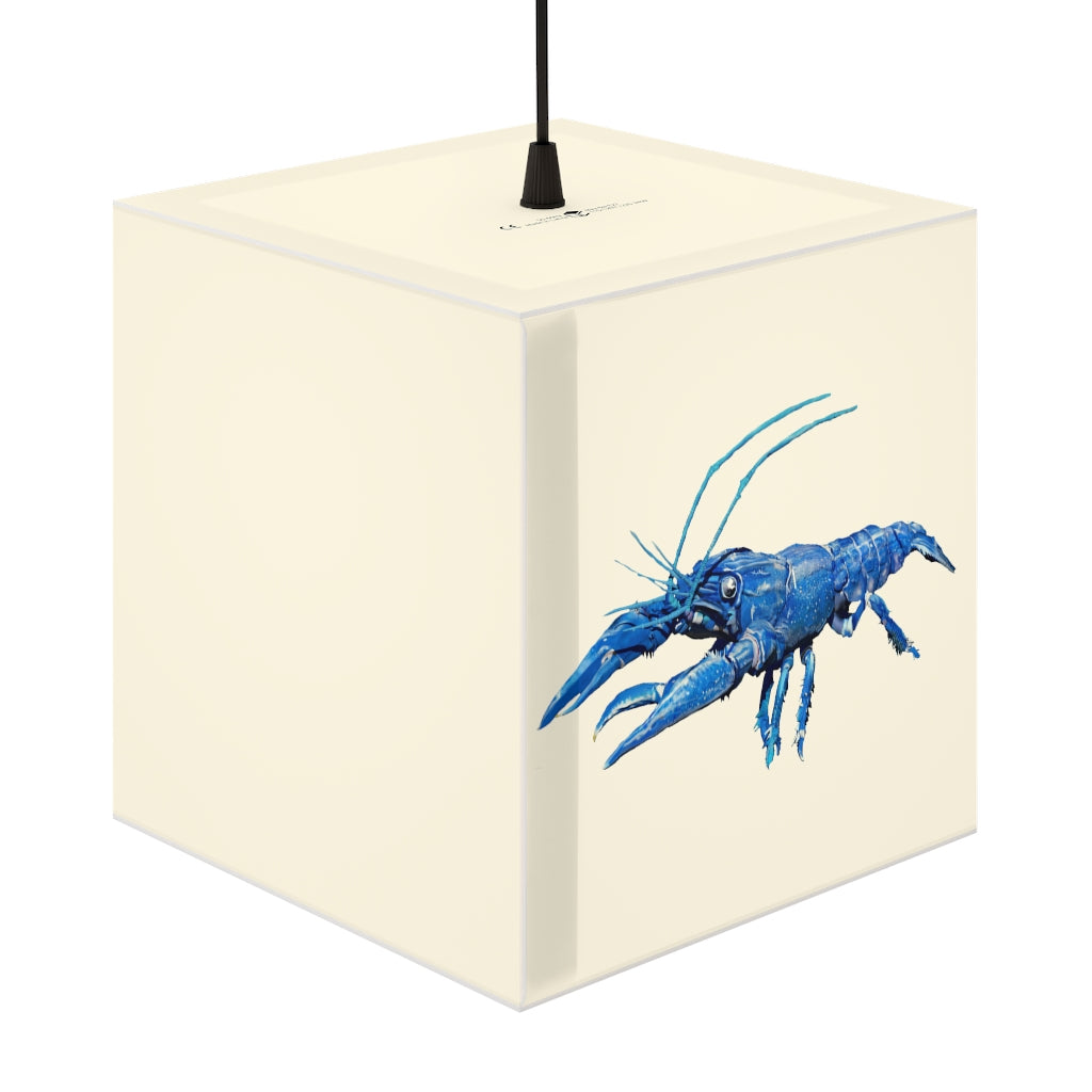 Blue Crawfish Personalized Lamp showcasing a unique cube design, perfect for indoor lighting and decor.