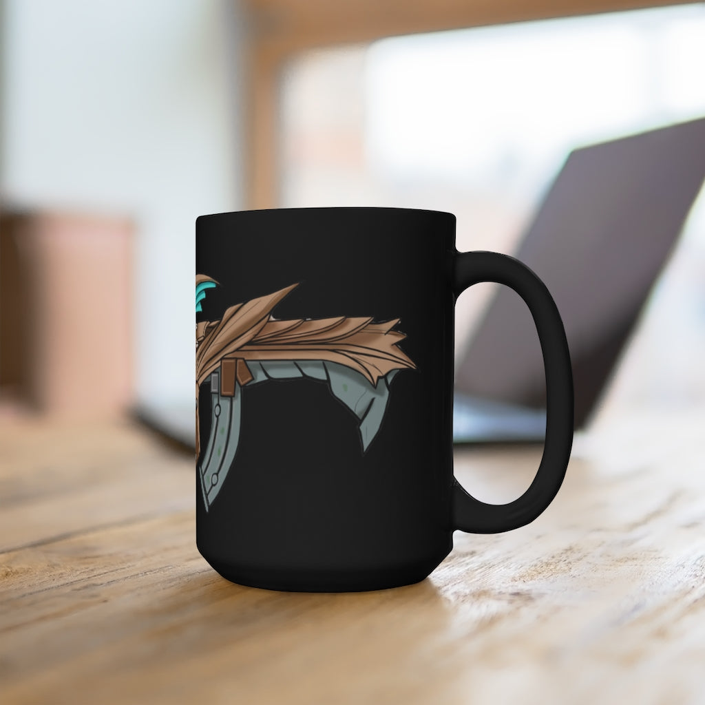 Blue Dragon Gun Black Mug, 15oz ceramic mug with a sleek black design and comfortable C-handle, perfect for coffee and tea lovers.