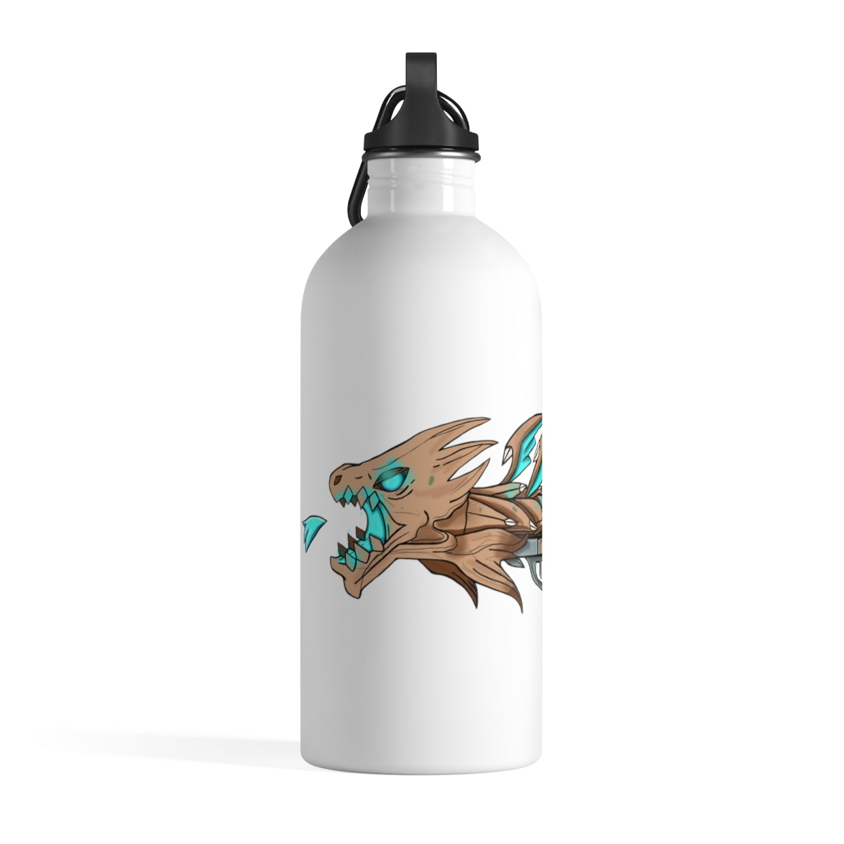 Blue Dragon Gun Stainless Steel Water Bottle with a vibrant design and plastic screw top, perfect for hydration on the go.