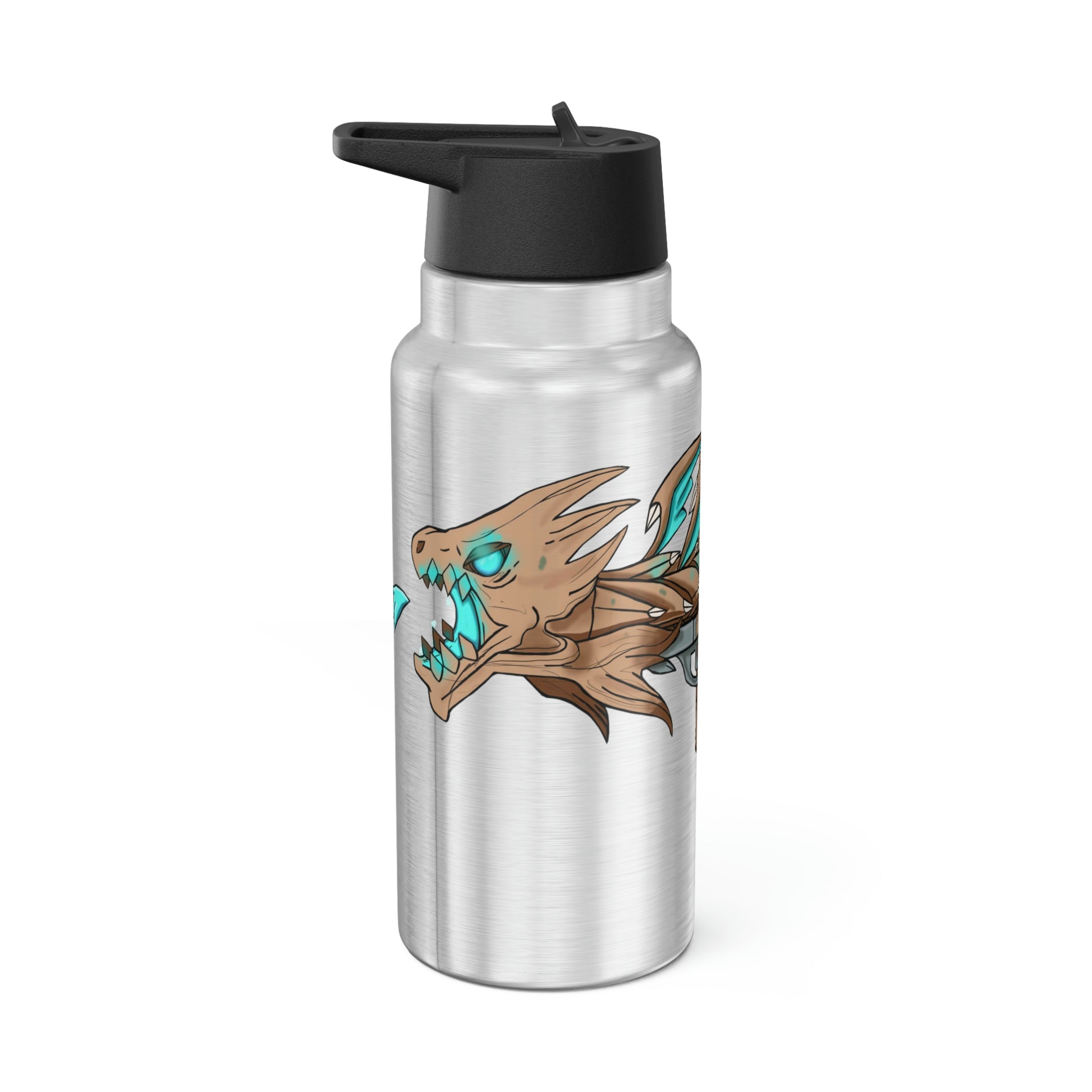 Blue Dragon Weapon Gator Tumbler, 32oz, featuring a stainless steel body and a black plastic cap, ideal for custom designs.
