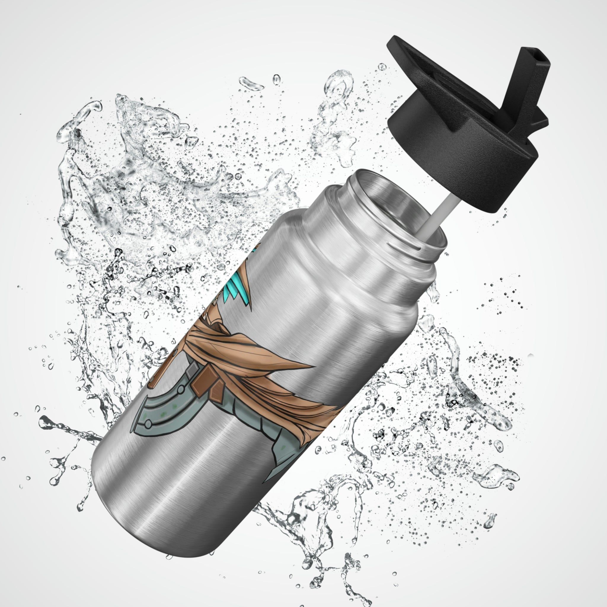 Blue Dragon Weapon Gator Tumbler, 32oz, featuring a stainless steel body and a black plastic cap, ideal for custom designs.