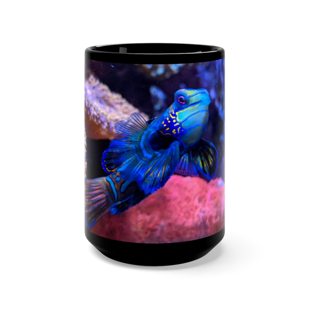 A stylish 15oz black ceramic mug featuring rounded corners and a comfortable C-handle, perfect for coffee and tea lovers.