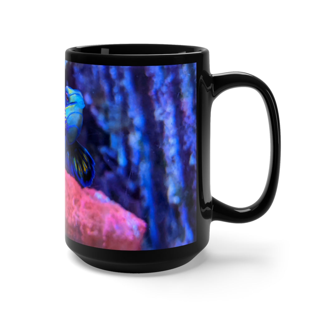 A stylish 15oz black ceramic mug featuring rounded corners and a comfortable C-handle, perfect for coffee and tea lovers.