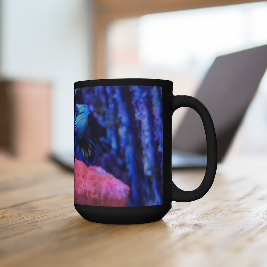 A stylish 15oz black ceramic mug featuring rounded corners and a comfortable C-handle, perfect for coffee and tea lovers.