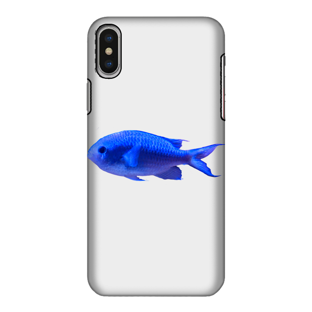 Blue Fish Fully Printed Tough Phone Case featuring vibrant colors and dual-layer protection design.