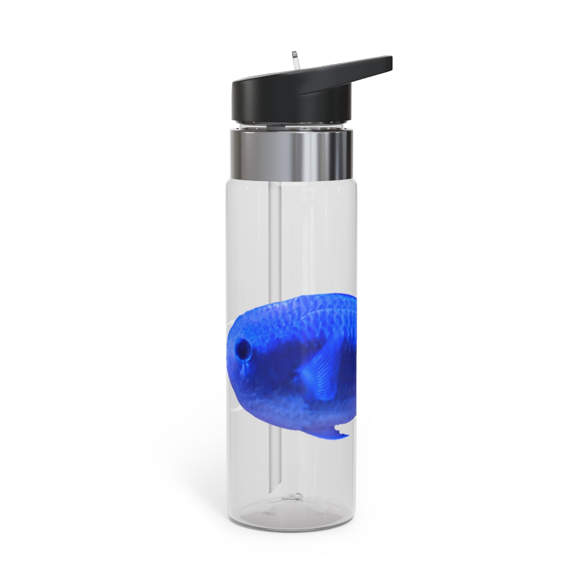 Blue Fish Kensington Tritan™ Sport Bottle in vibrant blue color, featuring a screw-on lid, straw, and carabiner hook for easy attachment.