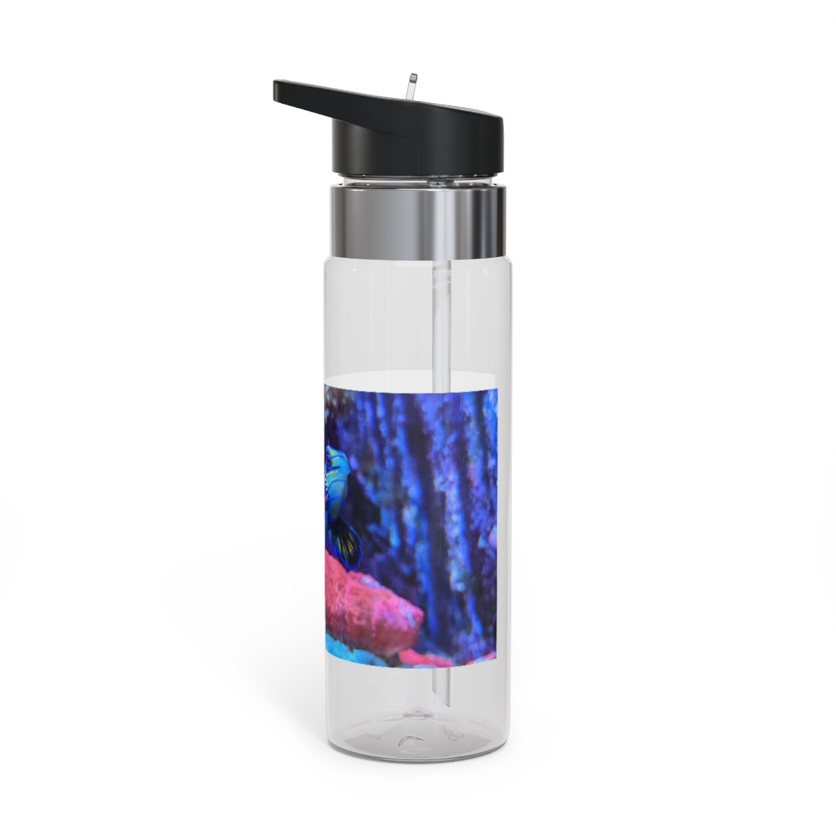 Blue Fish Kensington Tritan™ Sport Bottle in vibrant blue color, featuring a screw-on lid, straw, and carabiner hook for easy attachment.