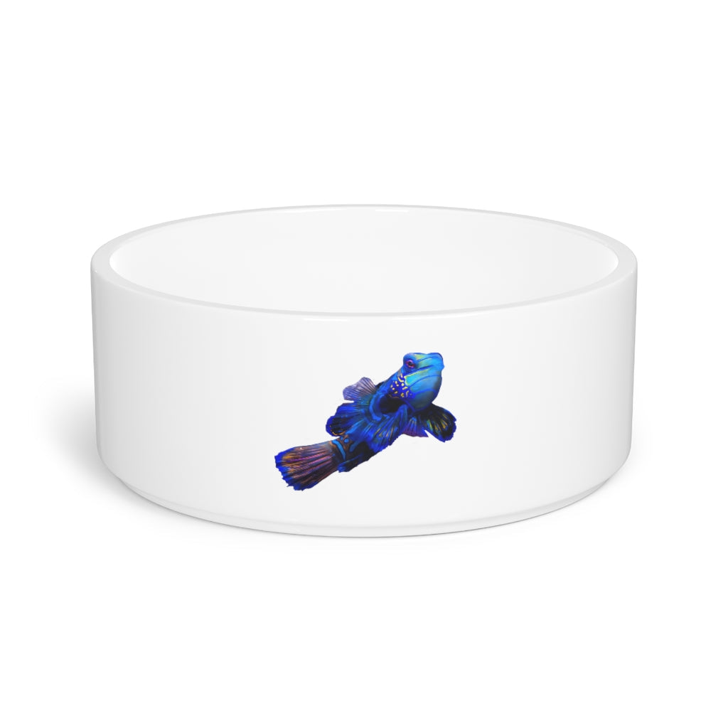 Ceramic Blue Fish Pet Bowl with a customizable design, measuring 6 inches in diameter and 2.25 inches tall.