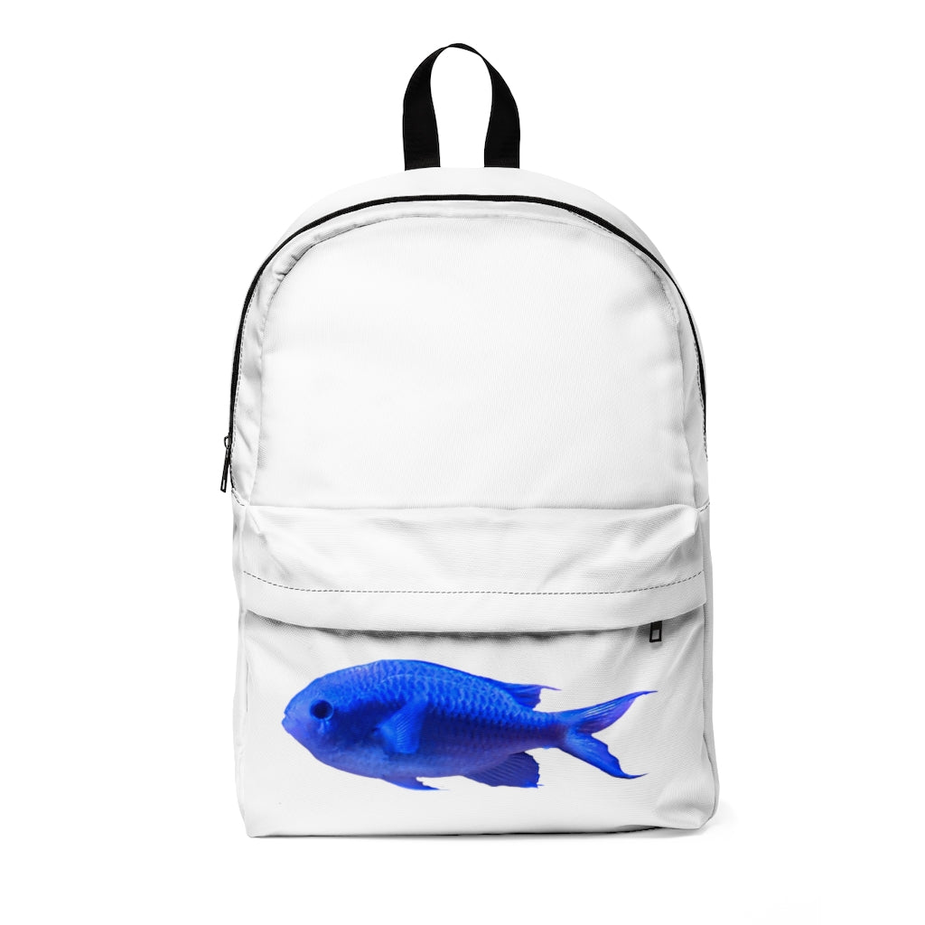 Blue Fish Unisex Classic Backpack in vibrant color, featuring adjustable straps and durable nylon material, perfect for daily use and travel.