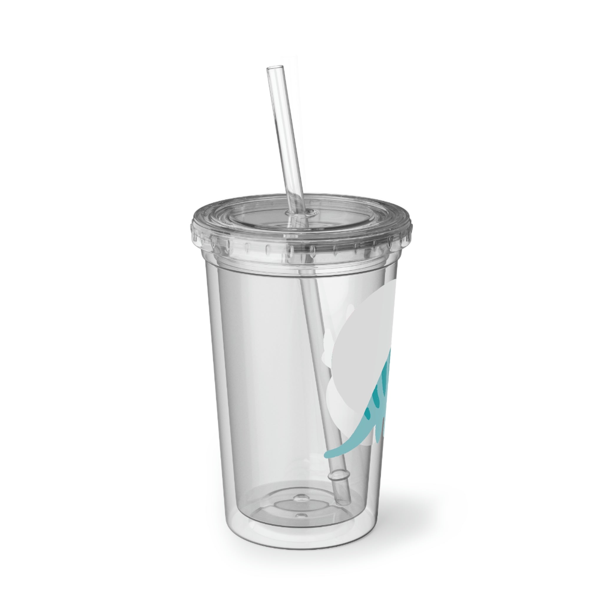 Blue Triceratops Dinosaur Suave Acrylic Cup with double-wall insulation and vibrant design.