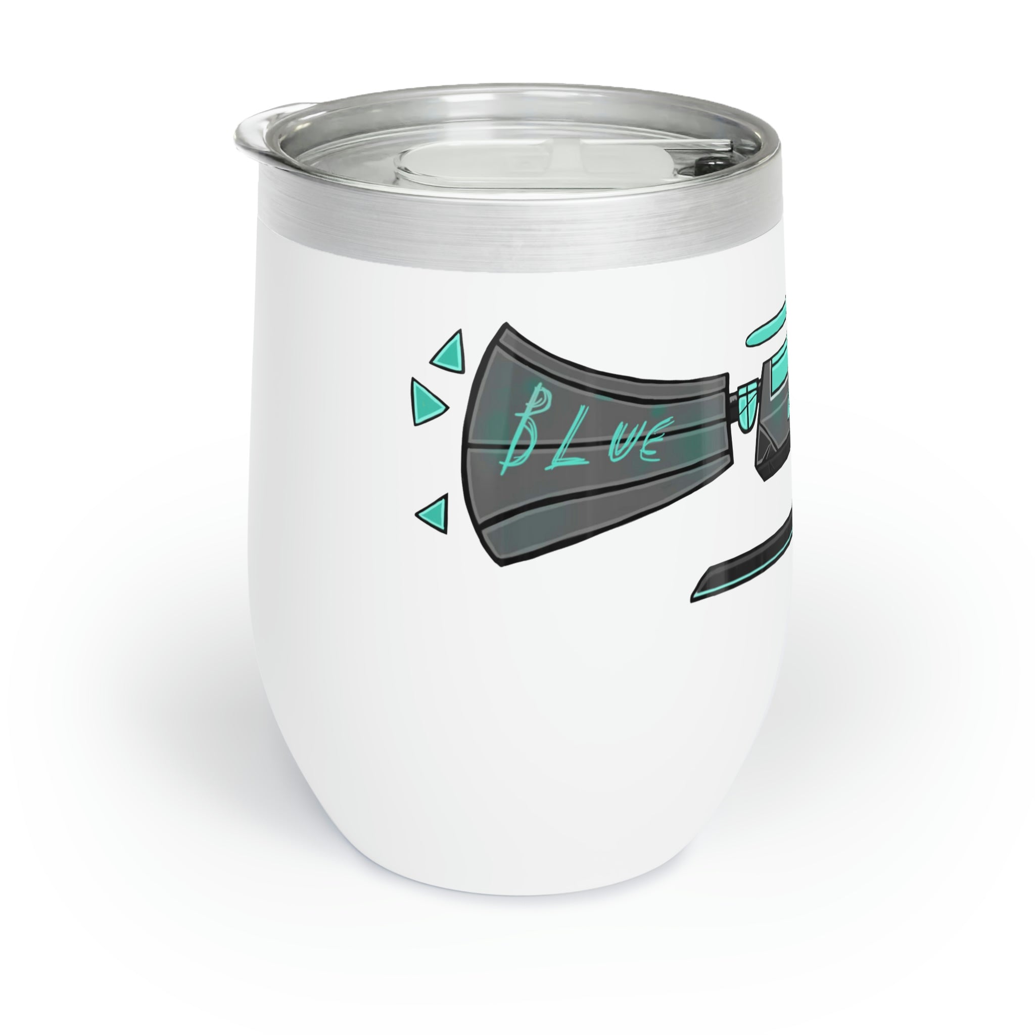 Blue Weapon Chill Wine Tumbler with double-insulated walls and customizable design, perfect for keeping drinks at ideal temperatures.