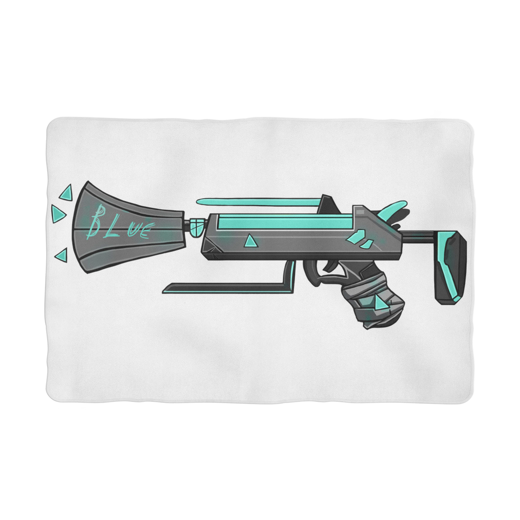 Blue Weapon Sublimation Pet Blanket made of soft polyester fleece, featuring a vibrant blue design with a white back, perfect for pet comfort and protection.