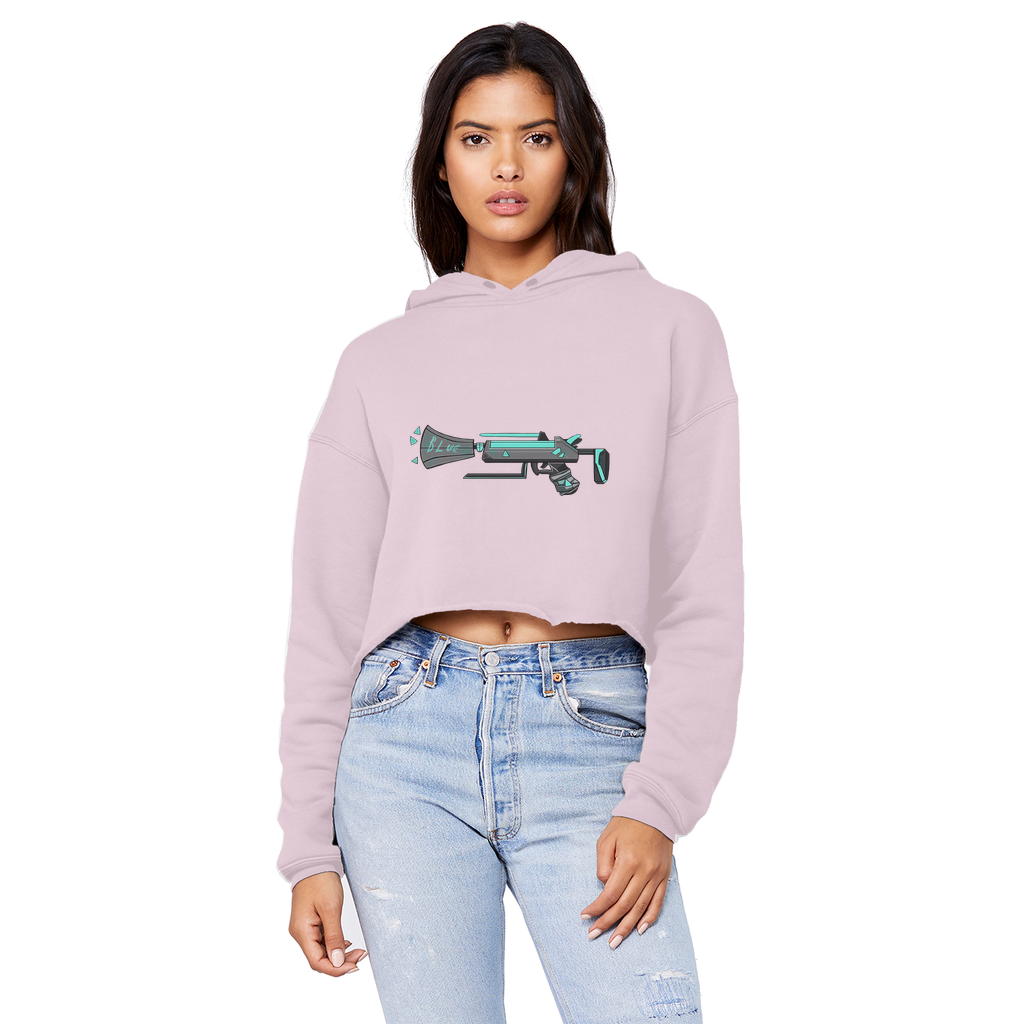 Blue Weapon Unisex Cropped Raw Edge Boyfriend Hoodie featuring a relaxed fit, raw edge hem, and soft cotton fabric.