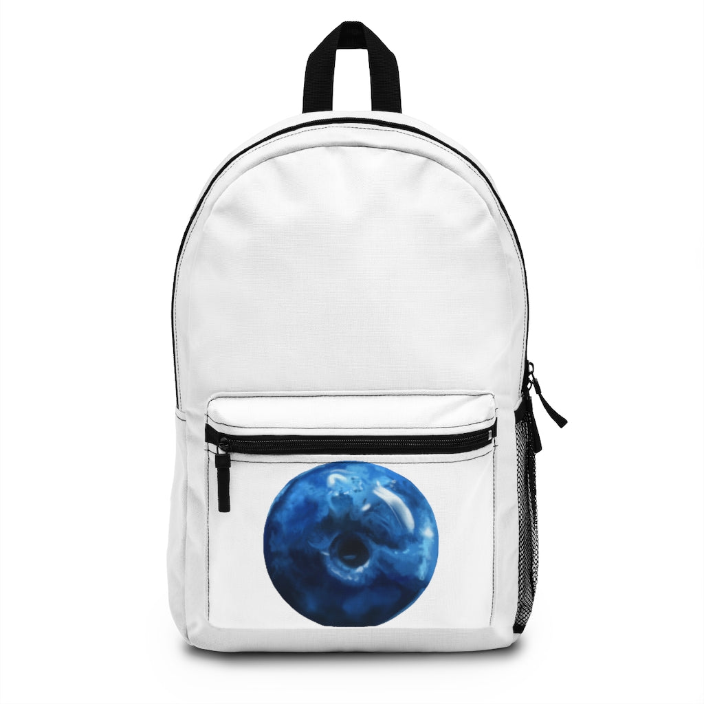 Blueberry Backpack made in USA, featuring durable spun polyester, adjustable straps, and a waterproof design.