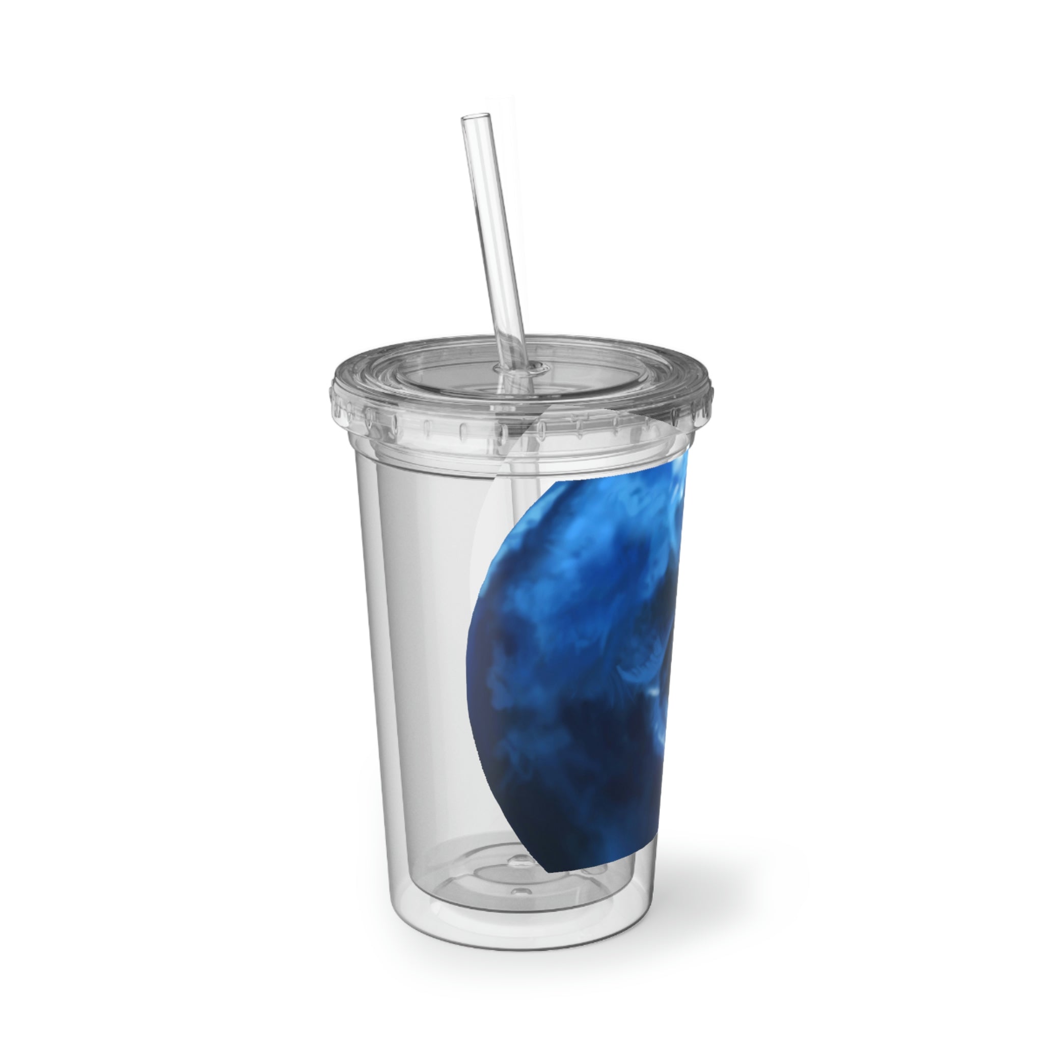 Blueberry Suave Acrylic Cup with double-wall insulation, featuring a vibrant blue color and a reusable straw.