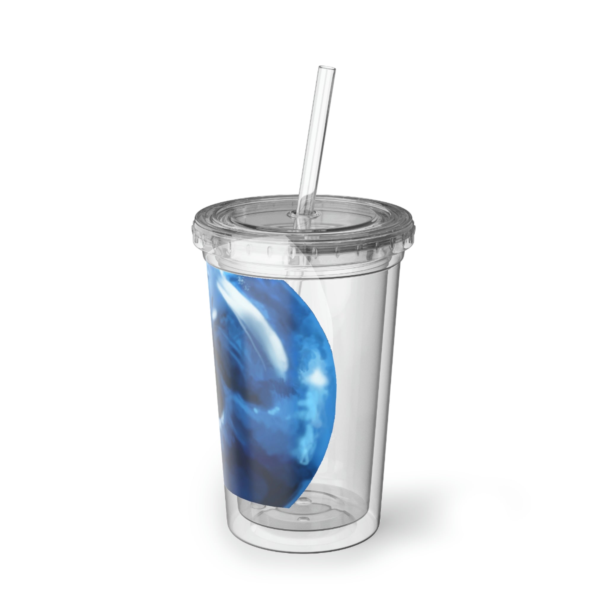 Blueberry Suave Acrylic Cup with double-wall insulation, featuring a vibrant blue color and a reusable straw.