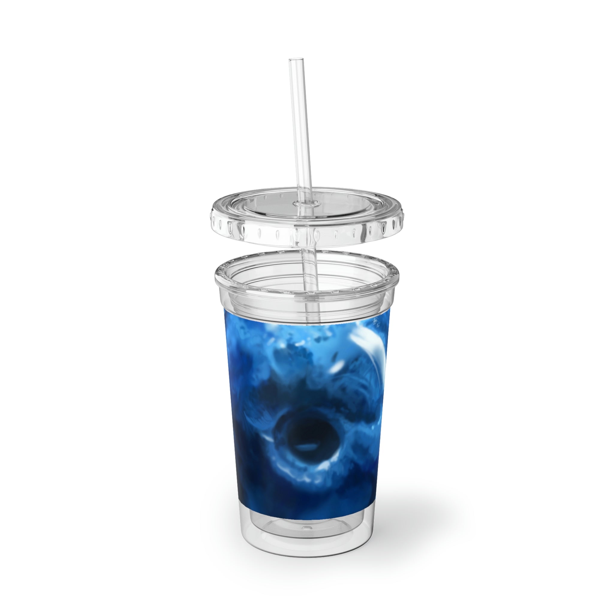 Blueberry Suave Acrylic Cup with double-wall insulation, featuring a vibrant blue color and a reusable straw.