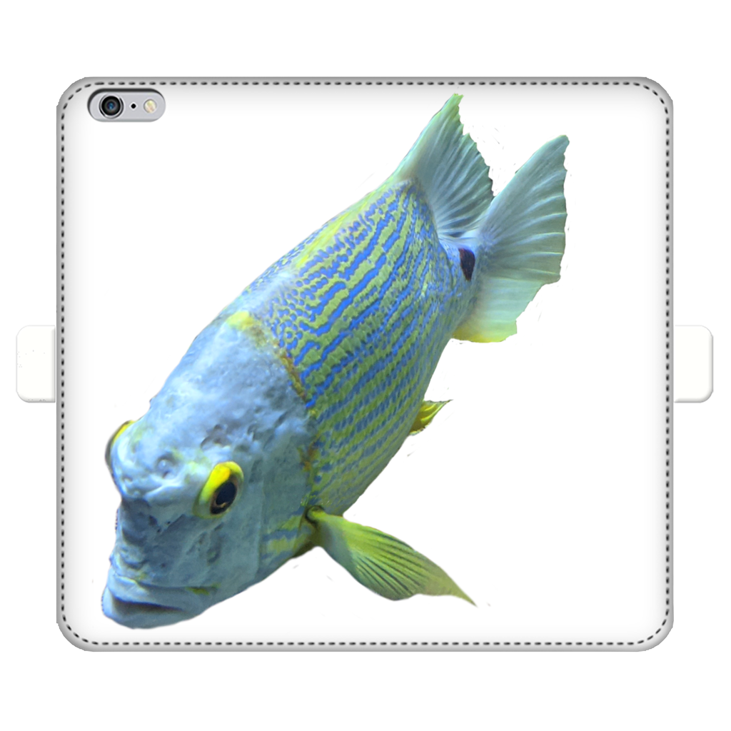 BlueYellowFish Fully Printed Wallet Case featuring vibrant designs, magnetic closure, and faux leather material, suitable for iPhone and Samsung S-series.