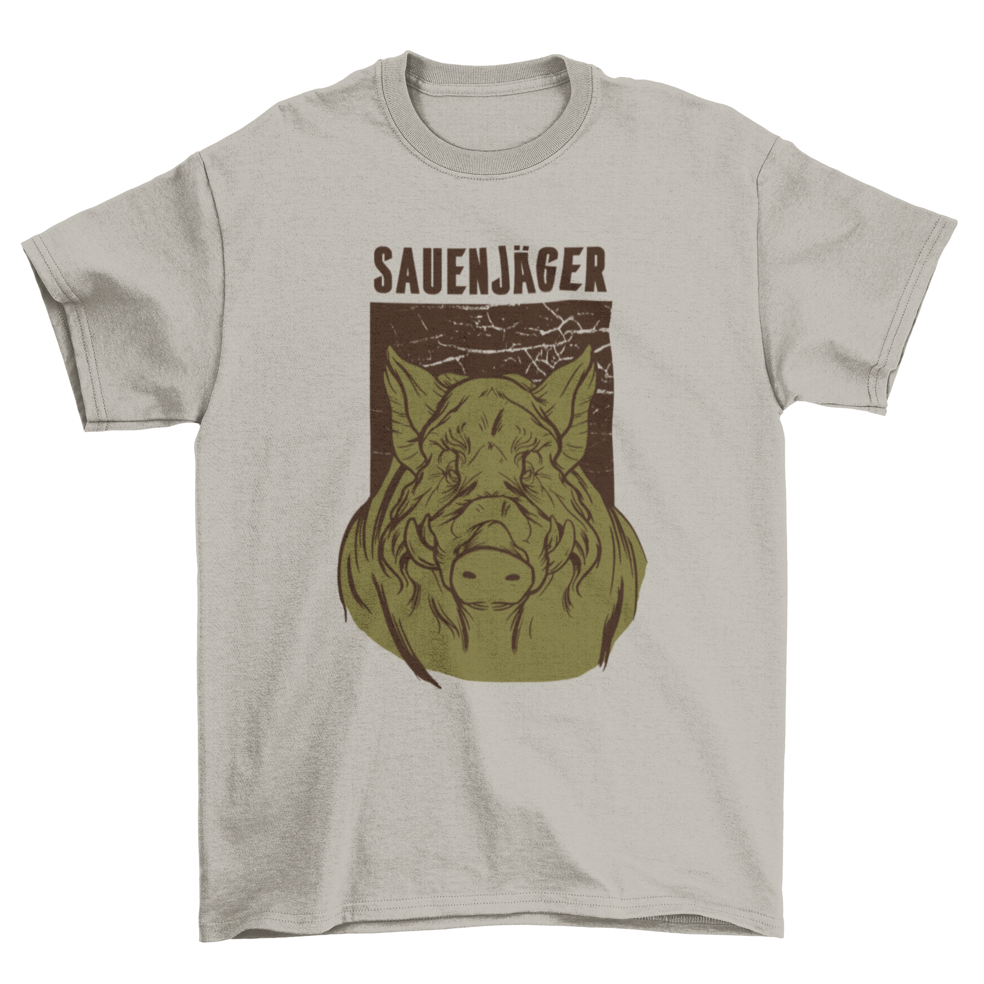 Boar Pig German Hunter T-shirt featuring SAUENJÄGER design with a detailed boar graphic.