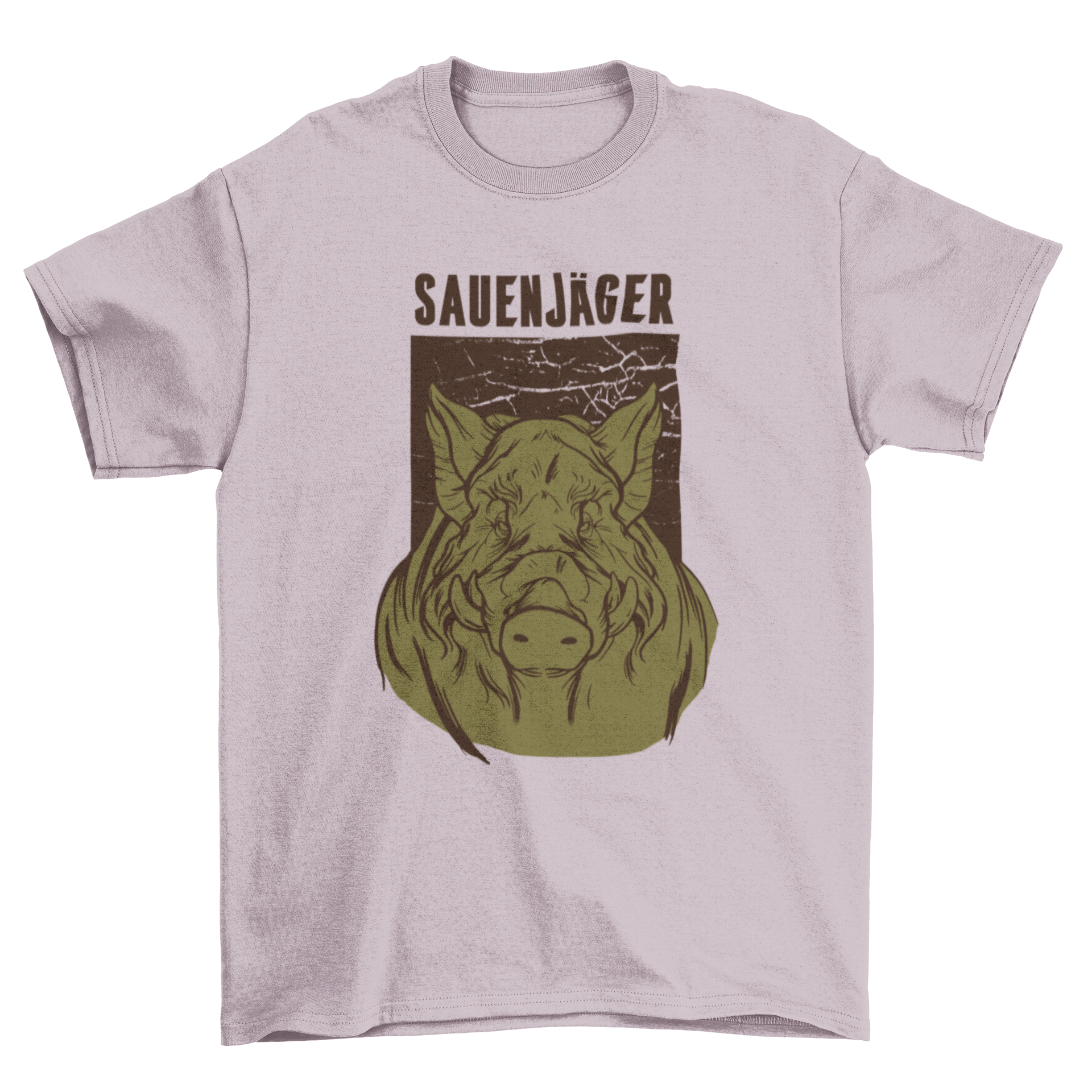 Boar Pig German Hunter T-shirt featuring SAUENJÄGER design with a detailed boar graphic.