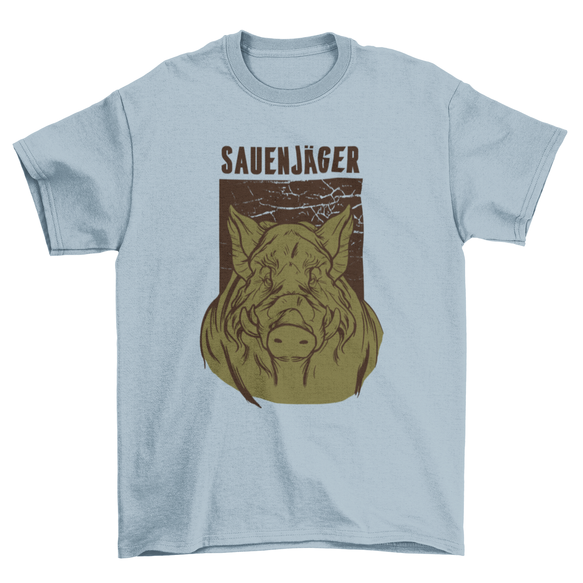 Boar Pig German Hunter T-shirt featuring SAUENJÄGER design with a detailed boar graphic.
