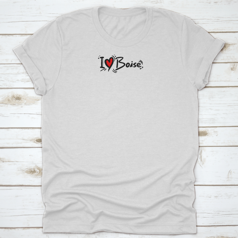 A stylish Boise Love t-shirt made from 100% cotton, featuring a classic fit and midweight fabric, perfect for casual wear.