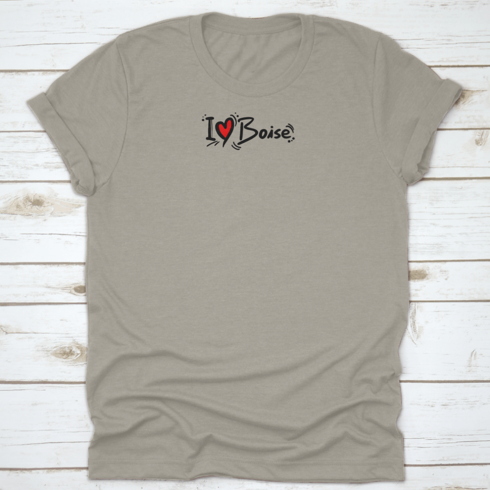 A stylish Boise Love t-shirt made from 100% cotton, featuring a classic fit and midweight fabric, perfect for casual wear.