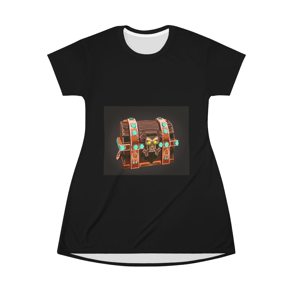 Bone Chest All Over Print T-Shirt Dress featuring vibrant prints and a comfortable fit, perfect for casual wear.