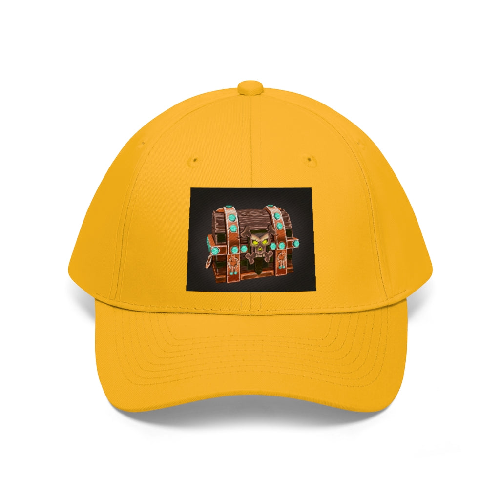 Bone Chest Unisex Twill Hat featuring a classic 6-panel design in durable cotton twill with adjustable Velcro closure.