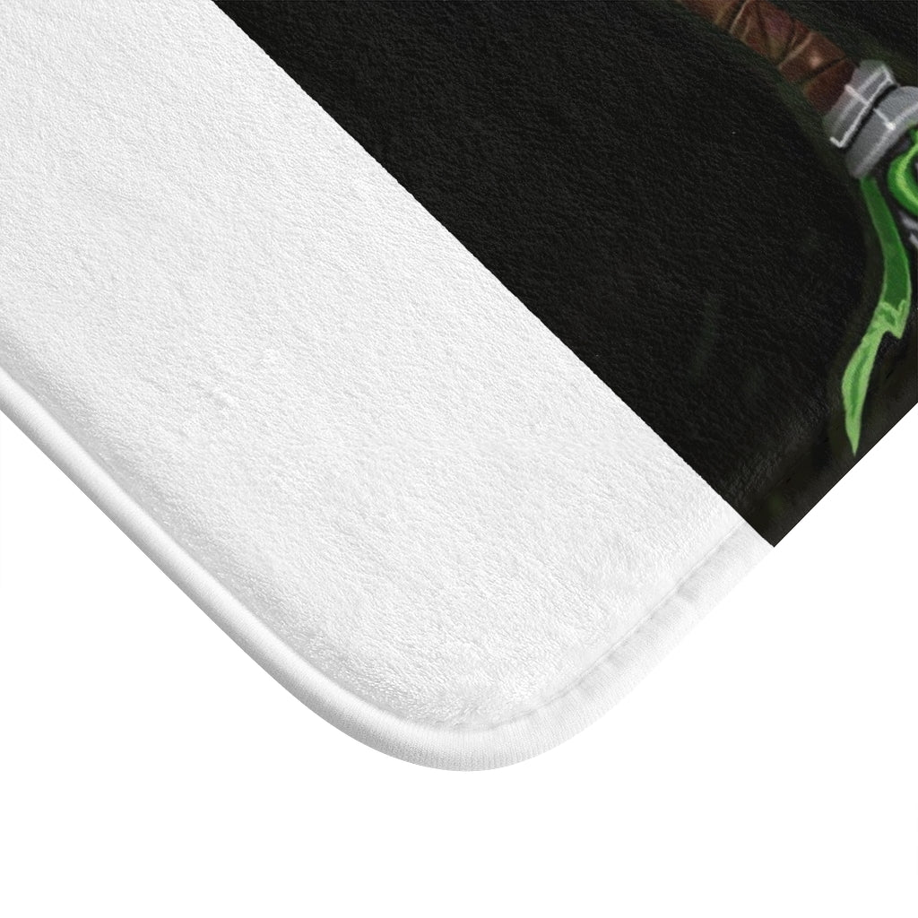 Bone Crusher Scythe Bath Mat with anti-slip backing, showcasing its stylish design and soft microfiber material.