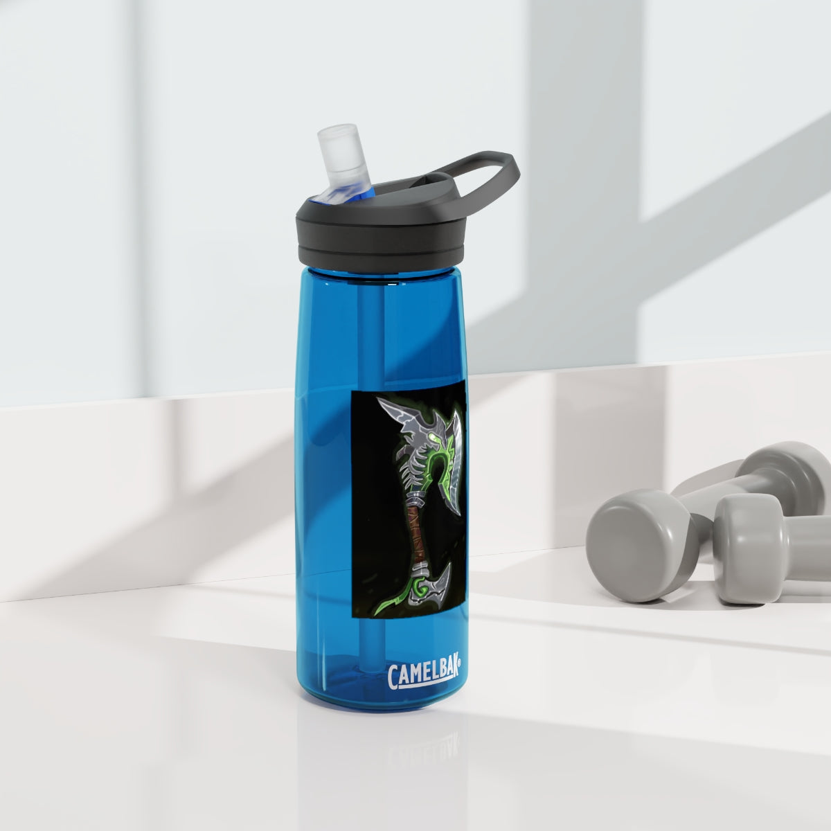 Bone Crusher Scythe CamelBak Eddy® Water Bottle in 20oz and 25oz sizes, showcasing its durable Tritan™ material and spill-proof design.
