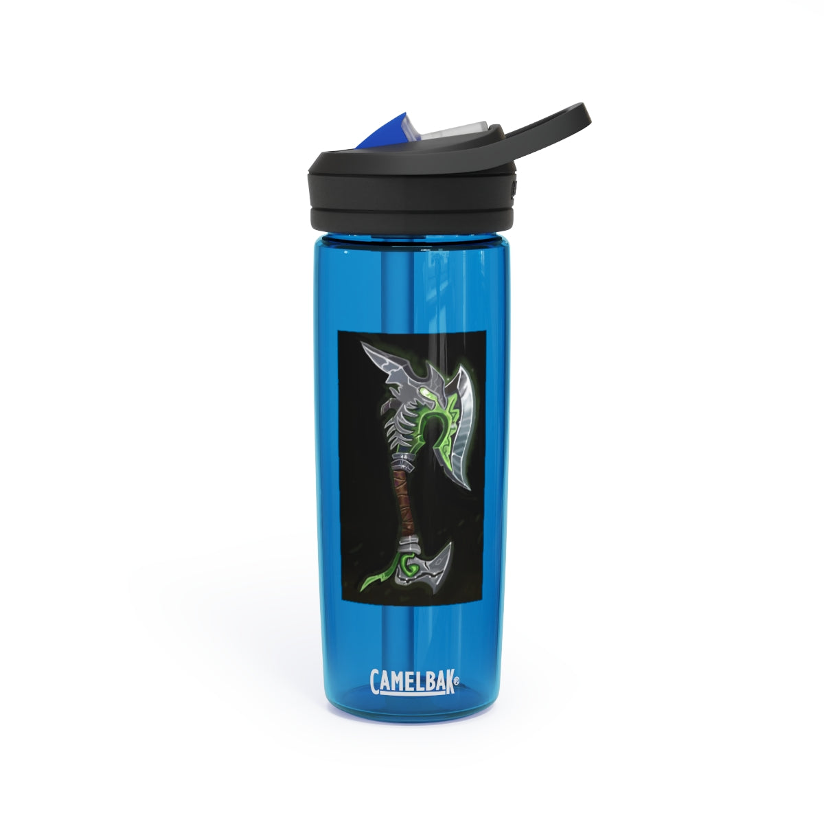 Bone Crusher Scythe CamelBak Eddy® Water Bottle in 20oz and 25oz sizes, showcasing its durable Tritan™ material and spill-proof design.