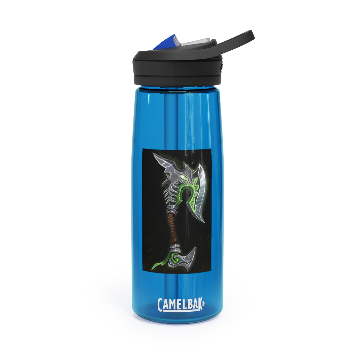 Bone Crusher Scythe CamelBak Eddy® Water Bottle in 20oz and 25oz sizes, showcasing its durable Tritan™ material and spill-proof design.