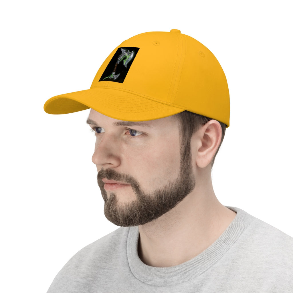 Bone Crusher Scythe Unisex Twill Hat in cotton twill with adjustable Velcro closure, perfect for outdoor activities.