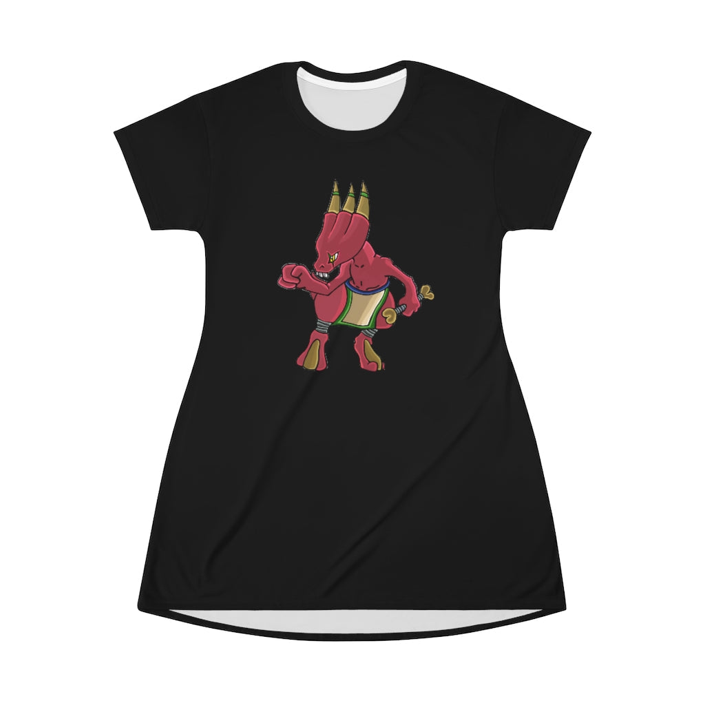 Bonegar All Over Print T-Shirt Dress featuring vibrant patterns and a comfortable fit, perfect for casual wear.