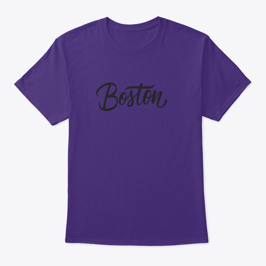 A stylish t-shirt featuring hand-drawn lettering of 'Boston City Name' on a white background, showcasing its unique design.