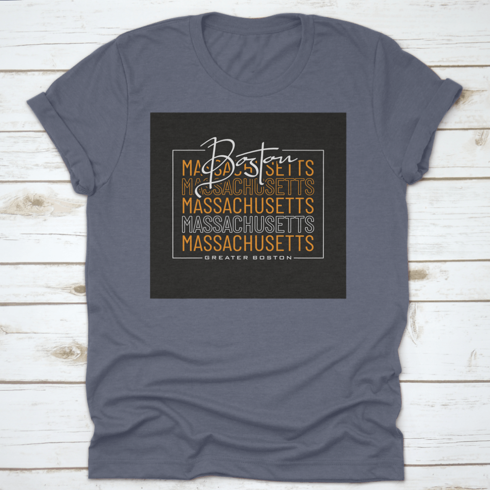 Boston Massachusetts typography graphic design in vector format, showcasing a creative and artistic representation of the city.