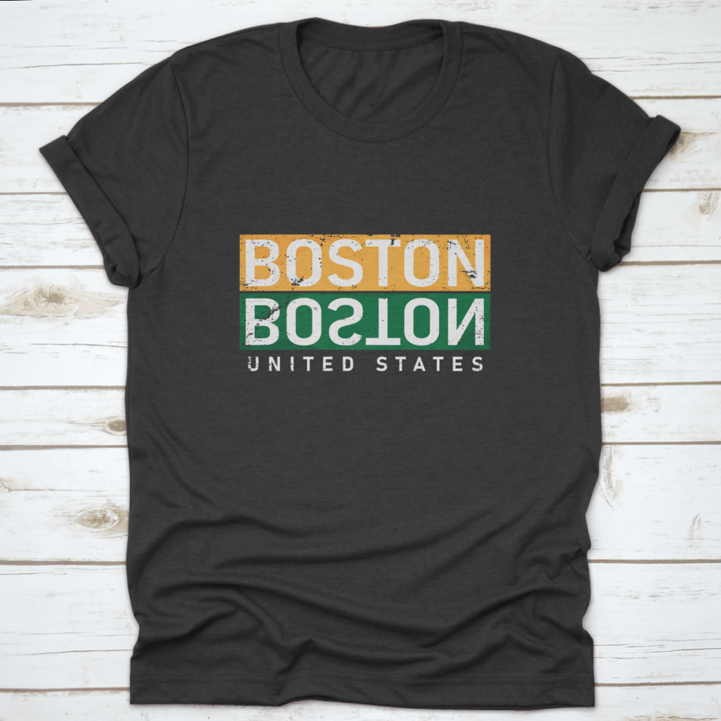 Boston T-Shirt featuring a vintage square seal stamp design, made from soft cotton fabric.