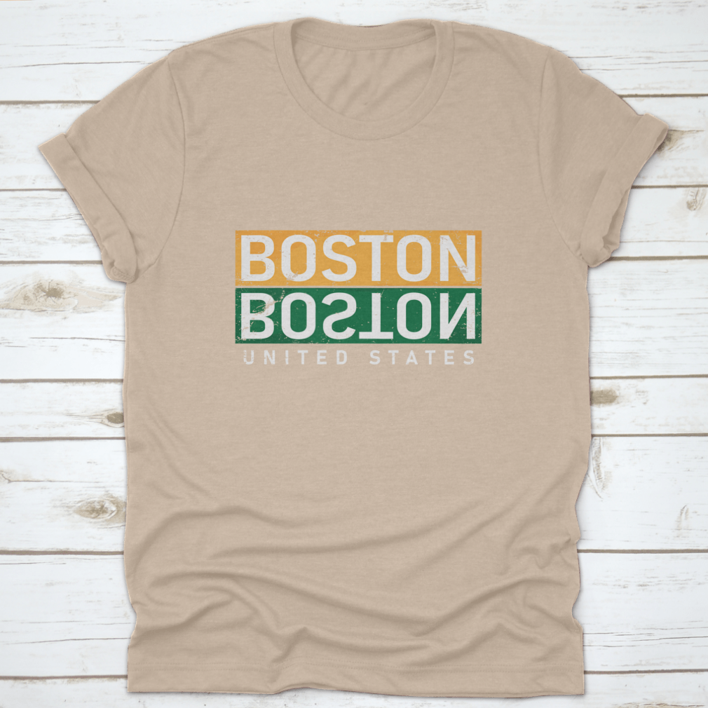 Boston T-Shirt featuring a vintage square seal stamp design, made from soft cotton fabric.